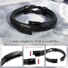 YELUWA Regalo San Valentino Per Lui, Ti Amo Bracciale Uomo, Bracciali Pelle da Uomo Infinito Nodo Incisione Natale Regalo di