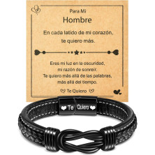 YELUWA Ti Amo Bracciale per Uomo, Uomo Bracciale in Pelle da Uomo Infinito Nodo Regalo da Uomo per Lui Figlio Uomo Fratello