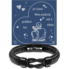 YELUWA Ti Amo Bracciale per Uomo, Uomo Bracciale Pelle da Uomo Infinito Nodo Regalo da Uomo per Lui Uomo Fratello Fidanzato