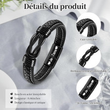 YELUWA Ti Amo Bracciale per Uomo, Uomo Bracciale Pelle da Uomo Infinito Nodo Regalo da Uomo per Lui Uomo Fratello Fidanzato