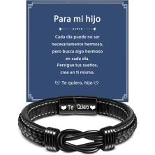 YELUWA Ti Voglio Bene Bracciale per Figlio, Uomo Bracciale in Pelle da Uomo Infinito Nodo Regalo da Uomo per Lui Figlio Uomo