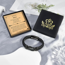 YELUWA Ti Amo Bracciale per Uomo, Uomo Bracciale in Pelle da Uomo Infinito Nodo Regalo da Uomo per Lui Figlio Uomo Fratello