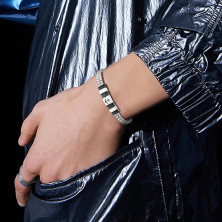 FANCIBAND Bracciale per Papà Figlio, Bracciale Uomo Acciaio Inox Doppio con Ancora Timone Regolabile Bracciale Uomo