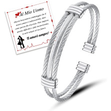 FANCIBAND Al Mio Uomo-Bracciale Uomo Acciaio Inox Doppio, Personalizzato Bracciale Uomo Portafortuna Regalo per Lui, Marito