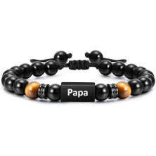 TempBeau Bracciale da uomo con ciondolo a forma di papà, colore nero, per uomo, alla moda, Natale, giorno del Ringraziamento,