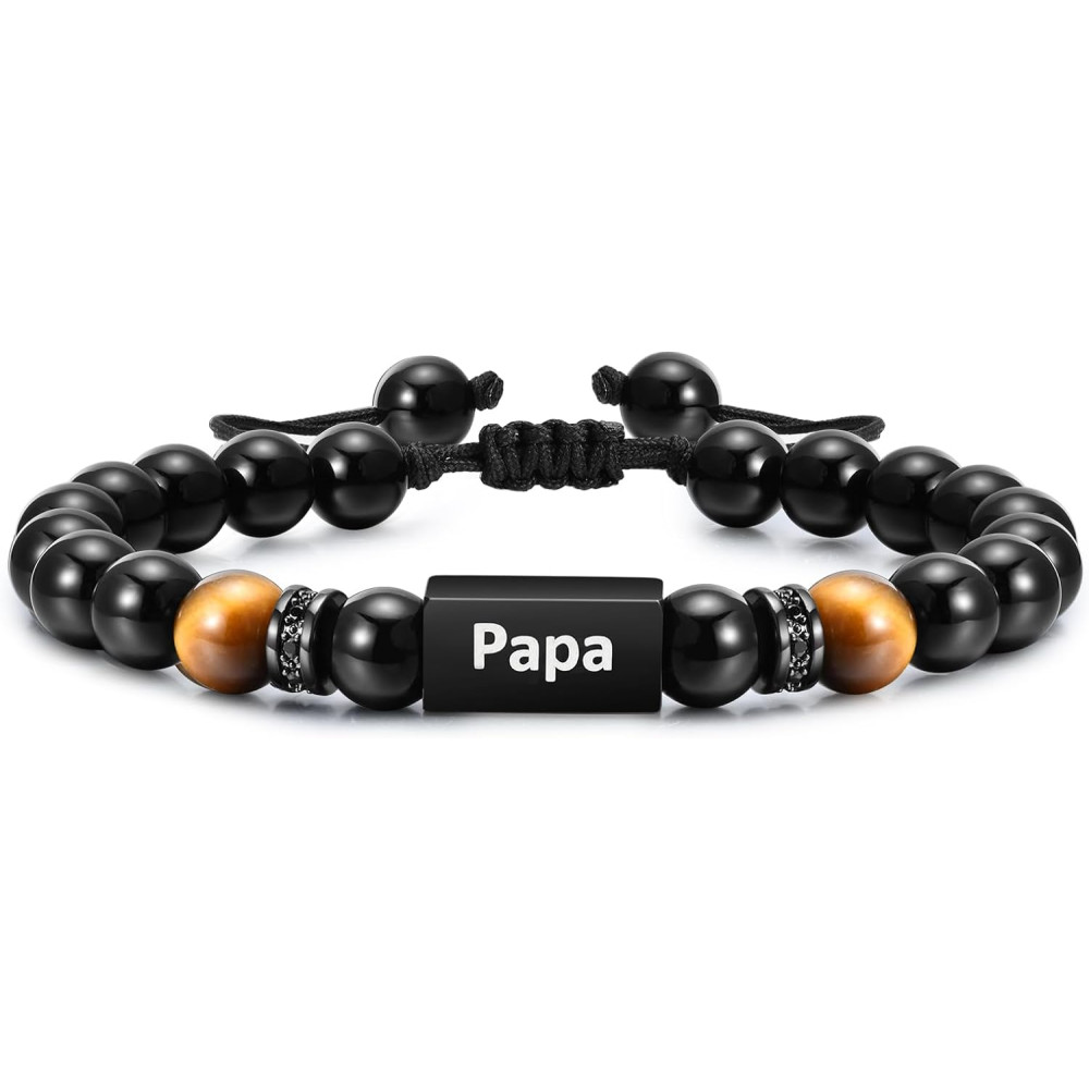 TempBeau Bracciale da uomo con ciondolo a forma di papà, colore nero, per uomo, alla moda, Natale, giorno del Ringraziamento,