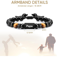 TempBeau Bracciale da uomo con ciondolo a forma di papà, colore nero, per uomo, alla moda, Natale, giorno del Ringraziamento,