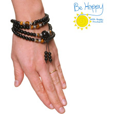 Be Happy with Happy Products Bracciale da donna unisex Zen Mala in perle di pietre naturali in onice e occhio di tigre, garanzia