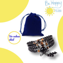 Be Happy with Happy Products Bracciale da donna unisex Zen Mala in perle di pietre naturali in onice e occhio di tigre, garanzia