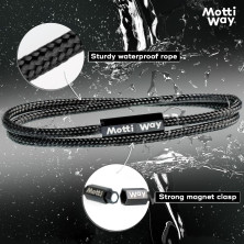 Motti Way Braccialetti Uomo e Donne Magnetico Nautici Corda Nero, Unisex Bracciale Impermeabile Marinaio