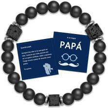 QianSiLi Bracciale Per Papà, Elastici Bracciale Da Uomo In Pietra Naturale 8mm, Idee Regalo Papa Natale, Regalo Papa Compleanno,