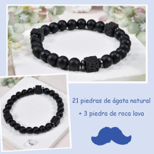 QianSiLi Bracciale Per Papà, Elastici Bracciale Da Uomo In Pietra Naturale 8mm, Idee Regalo Papa Natale, Regalo Papa Compleanno,