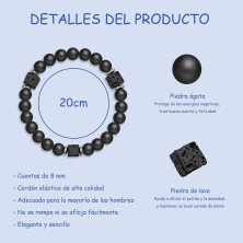 QianSiLi Bracciale Per Papà, Elastici Bracciale Da Uomo In Pietra Naturale 8mm, Idee Regalo Papa Natale, Regalo Papa Compleanno,