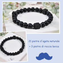 QianSiLi Bracciale Per Papà, Elastici Bracciale Da Uomo In Pietra Naturale 8mm, Idee Regalo Papa Natale, Regalo Papa Compleanno,