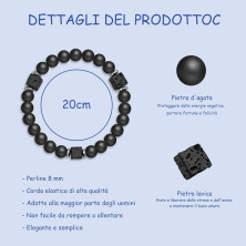 QianSiLi Bracciale Per Papà, Elastici Bracciale Da Uomo In Pietra Naturale 8mm, Idee Regalo Papa Natale, Regalo Papa Compleanno,