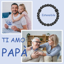 QianSiLi Bracciale Per Papà, Elastici Bracciale Da Uomo In Pietra Naturale 8mm, Idee Regalo Papa Natale, Regalo Papa Compleanno,