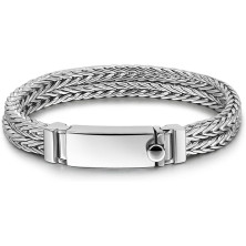 Dankadi Bracciale a doppia catena Chopin massiccio largo 10 mm in argento Sterling 925, bracciale a catena grande maschile a