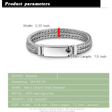 Dankadi Bracciale a doppia catena Chopin massiccio largo 10 mm in argento Sterling 925, bracciale a catena grande maschile a