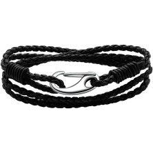 Viwind Bracciale da donna in pelle intrecciata da 19/20 cm, bracciale in pelle per donne e uomini con moschettone multistrato in