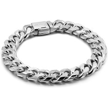 Dankadi Bracciale cubano massiccio da 10 mm, in argento 925, per uomo, catena cubana classica, liscia e scanalatura, 7 – 10