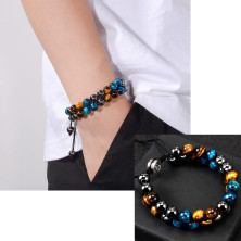 CheersLife Idee Regalo Uomo Compleanno Regalo Natale Uomo Regali Per Lui Protezione Tripla 8mm Nero Blu Ematite Bracciale Occhio