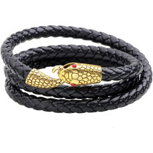 Flongo Bracciale da uomo in pelle: bracciale in pelle corda intrecciata multirango serpente vintage, bracciale vichinghi, regalo