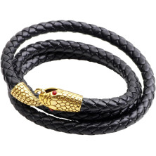 Flongo Bracciale da uomo in pelle: bracciale in pelle corda intrecciata multirango serpente vintage, bracciale vichinghi, regalo