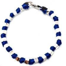 Spadarella spadino bracciale con cubetti in argento 925 di diametro 6mm e cotone nautico blu acceso.Fatto a