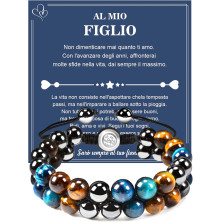 CheersLife Bracciale Uomo Pietre AL MIO FIGLIO 2 Strati Bracciali Uomo Regalo per Figlio Regalo Uomo Regali Per Lui Regalo