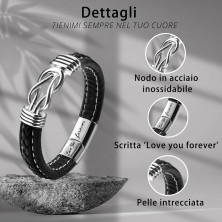 CheersLife Bracciale Uomo Pelle Bracciali Uomo Regalo Uomo Regalo Marito Natale Al Mio Uomo Ti Amo Per Sempre Nodo Infinito