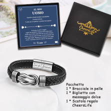 CheersLife Bracciale Uomo Pelle Bracciali Uomo Regalo Uomo Regalo Marito Natale Al Mio Uomo Ti Amo Per Sempre Nodo Infinito