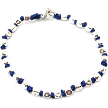 Spadarella spadino bracciale con pepite in argento 925 di diametro 5mm e cotone nautico blu acceso.Fatto a mano.Unisex.Lunghezza