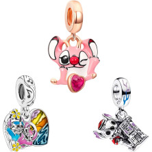 Doyafer 925 Charms in argento sterling ferro Cool Man Winnie Mickey Minnie perline per le donne bracciali collana 3