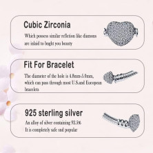 LNQOBU Argento Sterling 925 Braccialetto da Donna con chiusura a cuore Compatibile con Pandora Europei Charms da Donna