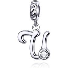 LaMenars Ciondolo con Lettera Dell'alfabeto in Argento Sterling 925 Charm Bead con A alla Z Pendente con Zirconia Cubica