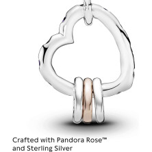 Pandora Ciondolo a forma di cuore in argento sterling e lega di metallo placcato oro rosa 14 carati e zirconi cubici e cristalli