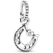 Pandora Moments Women's Sterling Silver Good Luck Horseshoe Dangle Charm