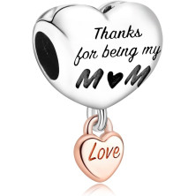 Annmors Charm Forever Mom Love Bead Charm Donna argento Ciondolo a forma di, in argento Sterling 925, compatibile con