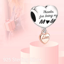 Annmors Charm Forever Mom Love Bead Charm Donna argento Ciondolo a forma di, in argento Sterling 925, compatibile con