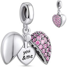 NINGAN Pendente in argento 925 ‘i love you’apri il tuo cuore beading adatto per il regalo della collana del braccialetto delle