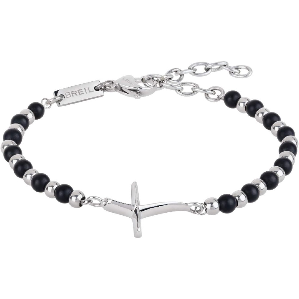 Breil - Bracciale e Collana da Uomo Collezione CODE - Gioielli Uomo - Bracciale Uomo, Collana Uomo con Pietre in Onice e Croce