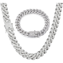 GIHENHAO Mens Cuban Link Chain 13MM Oro Argento Bling Miami Cubano Collana Diamante per gli uomini Iced-Out Hip Hop Gioielli