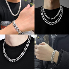 GIHENHAO Mens Cuban Link Chain 13MM Oro Argento Bling Miami Cubano Collana Diamante per gli uomini Iced-Out Hip Hop Gioielli