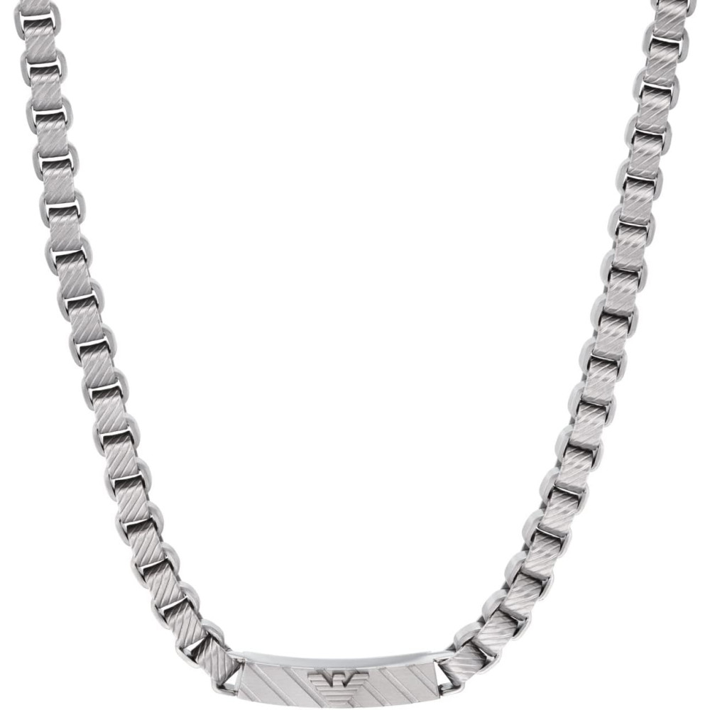 Emporio Armani Collana Da Uomo Essential, Lunghezza: 530mm, Larghezza: 30mm Collana In Acciaio Inox Argento, EGS2922040