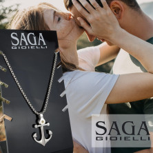 SAGA GIOIELLI Collana Uomo Ancora Punto Oro Acciaio San Valentino