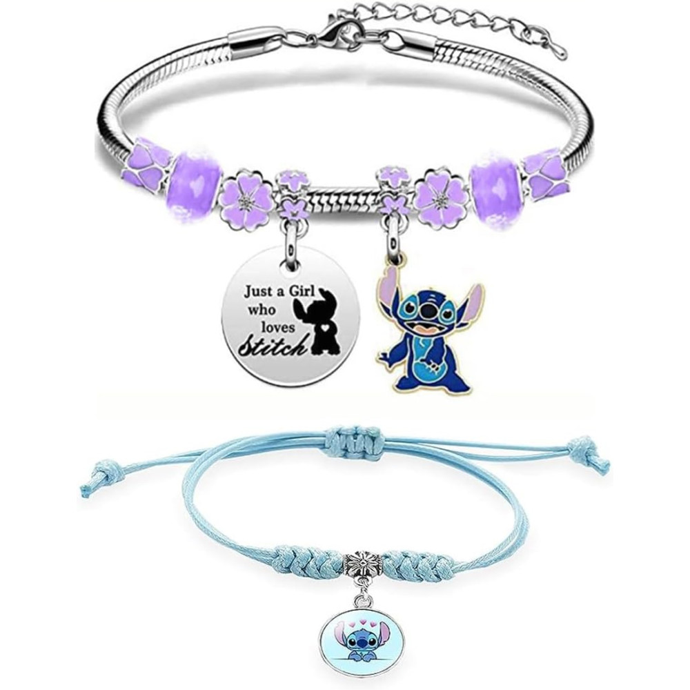 2pcs Lilo Stitch Bracciale simyron Lilo Stitch Bracciale,Braccialetto a punto Lilo e Stitch regalo per donne ragazze Ohana