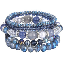 FULU AUTUMN Bracciale Donna Bohemien con Perle di Cristallo Multistrato Braccialetti con Perline Elastico Impilabili Gioielli