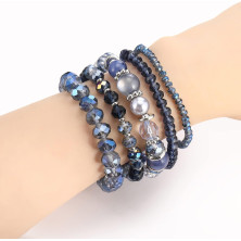 FULU AUTUMN Bracciale Donna Bohemien con Perle di Cristallo Multistrato Braccialetti con Perline Elastico Impilabili Gioielli