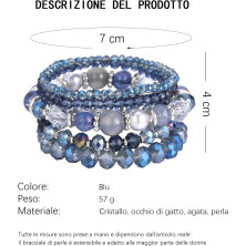 FULU AUTUMN Bracciale Donna Bohemien con Perle di Cristallo Multistrato Braccialetti con Perline Elastico Impilabili Gioielli