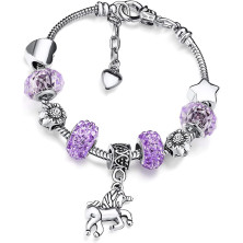 Braccialetti per Bambini con Unicorno, Braccialetto in Cristallo Scintillante Rosa per Ragazze Bracciale per Compleanno Bambina